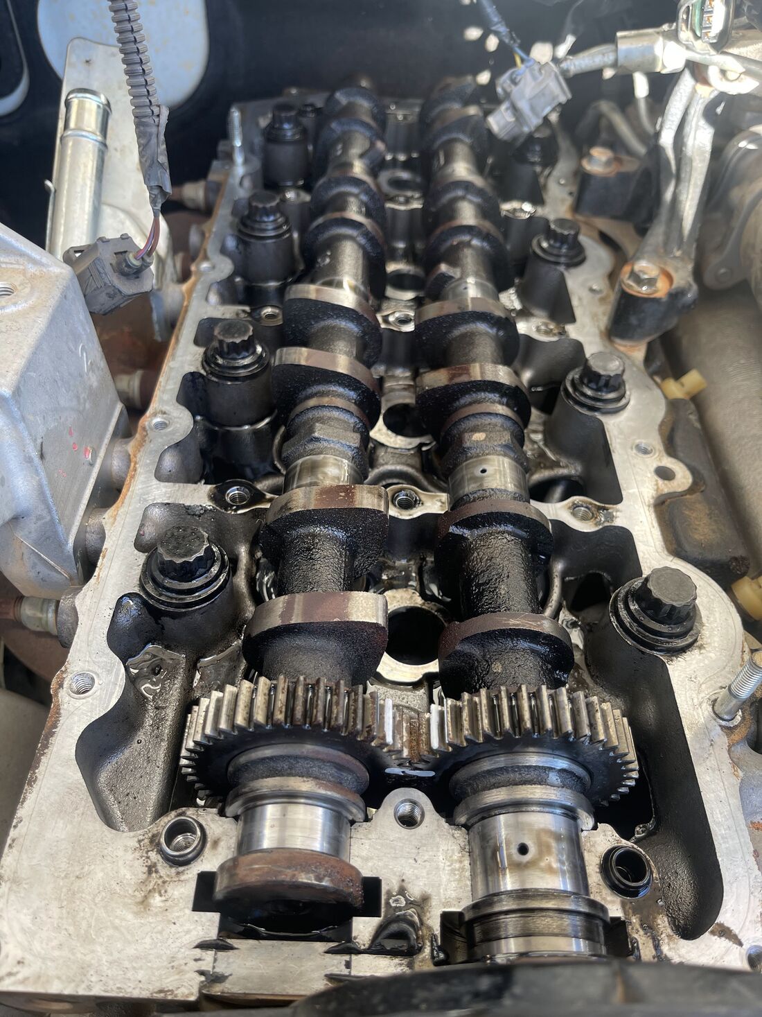 Engine internals exposed during a scheduled service